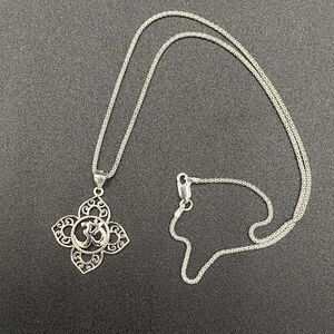 Om Religious Symbols Sterling Silver Pendant Necklace on
